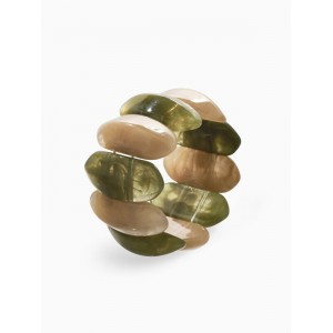 Браслет манжета «Тренд», d=6.5 см, широкий, акрил, бежево-злёный