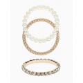 Браслеты «Стиль», (набор 3 шт.) шар №8, со стразинками, тянется, белый, цвет золотистый