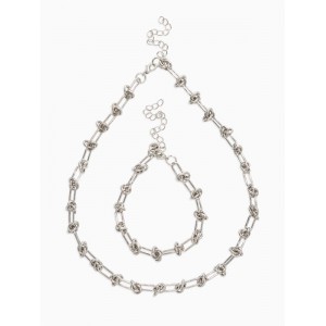 Комплект: цепь, браслет «Узел», 20, 40 см, медь, цвет серебро