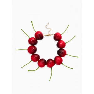 Браслет «Вишня», L=18 см, красный, цвет золотистый Браслет «Вишня», L=18 см, красный, цвет золотистый