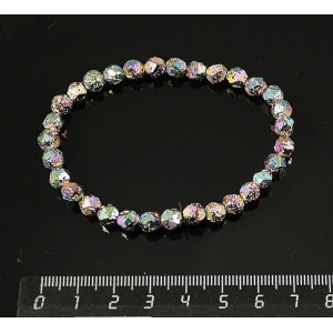 Браслет лава, шарик 6мм огранка, цвет радужный (тонир.) на резинке