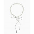 Бусы «Бантик» с жемчугом, белые, цвет серебристый, 37 см