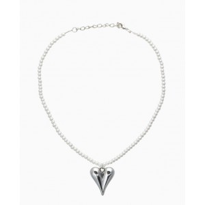 Колье-чокер «Сердце» жемчужные бусины, белый, цвет серебристый, 33 см + 5 см доп, цепочка