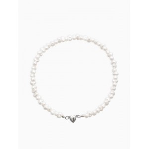 Колье жемчужное «Сердце» 35 см, белое, цвет серебристый