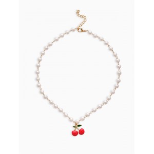 Колье на жемчужной дорожке «Вишенка», цветная, цвет золотистый 40, d=6 Колье на жемчужной дорожке «Вишенка», цветная, цвет золотистый 40, d=6