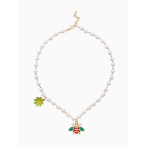 Колье на жемчужной дорожке «Пчёлка», цветная, цвет золотистый 40, d=6