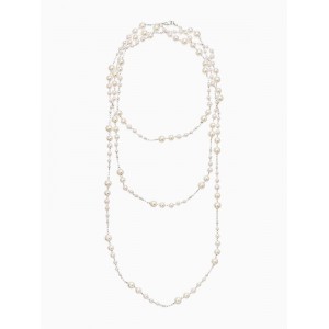 Бусы жемчужные, длинные, d=3.4, 5.6, 8.10, белые, цвет серебристый