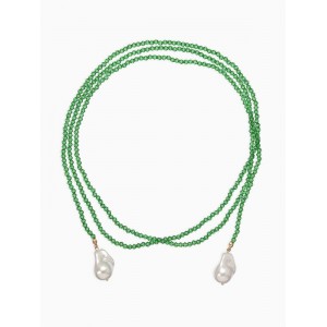 Бусы бисерные с подвесами жемчуг «Нить стекла», L=120 см, №2, зелёные