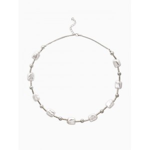 Бусы «Жемчуг. Майорика прямоугольник», L=55 см, белые, цвет серебристый