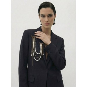 Булавки «Жемчужный аксельбант», пластик, белые, цвет золотистый