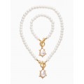 Комплект: колье, браслет «Жемчуг. Подвеской Барочная жемчужина», 18 и 42 см, №8, белый, цвет золотистый