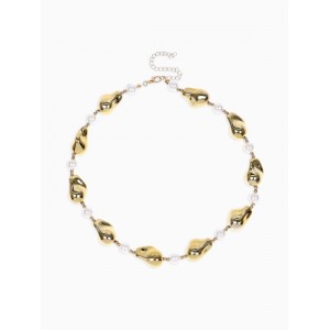 Бусы «Жемчуг Борокко», белые, цвет золотистый, 40 см