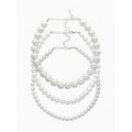 Колье-чокеры из бусин «Сияние жемчуга», 3 шт., бусины №14.10, 8, L=43 см, белый, цвет серебристый