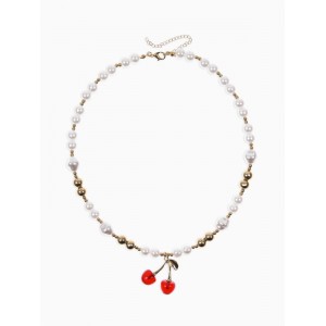 Колье на жемчужных бусах «Вишня», L=50 см, белый, цвет золотистый