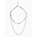 Колье цепочка «Жемчуг барокко», удлиненное, 2 яруса, белое, цвет серебристый