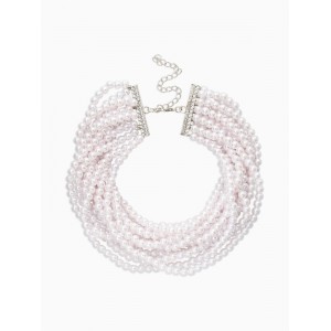 Колье-чокер многослойный «Жемчужная императрица», 12 рядов, №6, L=30 см+10 см, белый, цвет серебристый