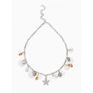 Колье на цепочке «перламутр», L=40 см, белое, цвет серебристый