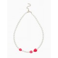 Бусы «Жемчуг и Сердца», L=40 см, керамика, красные, белые