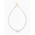 Колье из бусин «Жемчуг барокко», L=40 см, белое, цвет золотистый