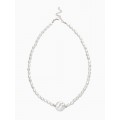 Колье из бусин «Жемчуг барокко», L=40 см, белое, цвет серебристый