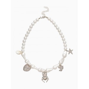 Бусы «Жемчуг. Скарабей», 40 см, №10, белые, цвет серебристый