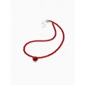 Колье-чокер из бисера «Хрусталь» сердце, красный, цвет серебристый, 37 см + 5 см доп, цепочка