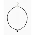 Колье-чокер из бисера «Хрусталь», сердце, чёрный, цвет серебристый, 37 см + 5 см доп, цепочка