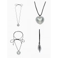 Колье-чокер/кулон на шнурке «Сердечко» кожа, трансформер, цвет серебро, 150 см