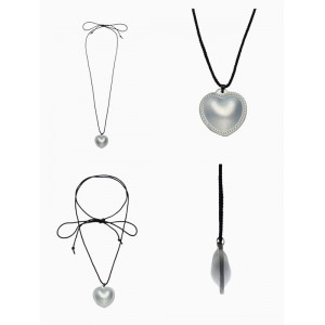 Колье-чокер/кулон на шнурке «Сердечко» кожа, трансформер, цвет серебро, 150 см