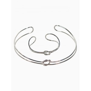 Комплект: Колье-чокер, браслет «Обруч» узел, цвет серебро