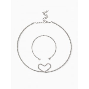 Комплект: Колье-чокер, браслет «Обруч» сердце, цвет серебро