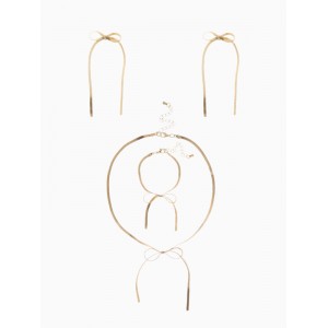 Набор «Бантик», 3 предмета: колье, серьги, браслет, цвет золото