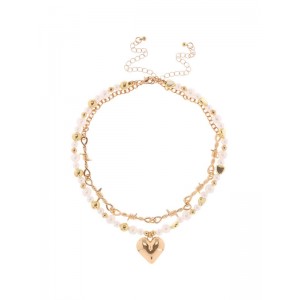 Колье «Многослойность» сердце, белое, цвет золотистый Колье «Многослойность» сердце, белое, цвет золотистый