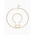 Комплект: Колье-чокер, браслет «Обруч» сердце, цвет золото