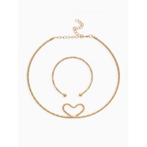 Комплект: Колье-чокер, браслет «Обруч» сердце, цвет золото