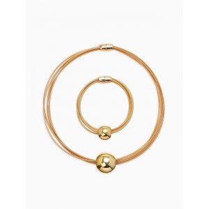 Комплект: колье, браслет «Бусина на нитях», цвет золото