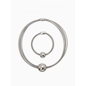 Комплект: колье, браслет «Бусина на нитях», цвет серебро