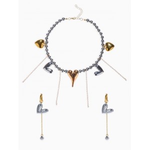 Комплект: колье, серьги «Сердце» любовь, цветной