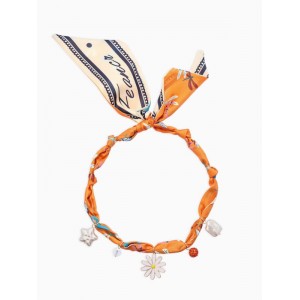 Колье-Колье-чокер на платке "Стиль". цвет оранжевый с золотом