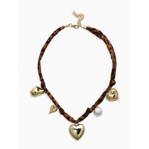 Колье с Кулонми «Леопард. Новый стиль», 40 см, светло-коричневый, цвет золотистый