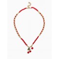 Колье из бисера «Вишня», 40 см, красное, цвет золотистый