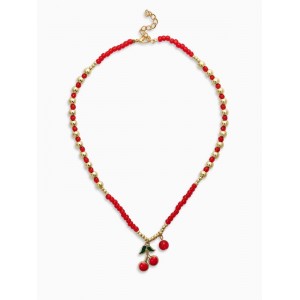 Колье из бисера «Вишня», 40 см, красное, цвет золотистый