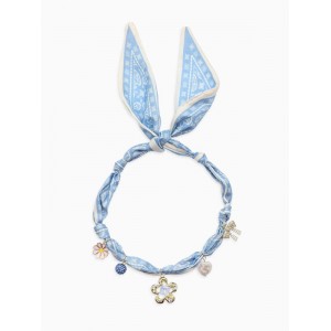 Колье-Колье-чокер на платке "Стиль". цвет голубой с золотом