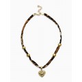 Колье «Леопард. Сердечко», 40 см, коричневый, цвет золотистый
