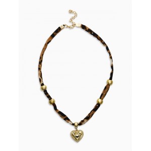 Колье «Леопард. Сердечко», 40 см, коричневый, цвет золотистый