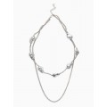 Колье цепочка «барокко», 2 яруса, цвет серебро
