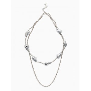 Колье цепочка «барокко», 2 яруса, цвет серебро