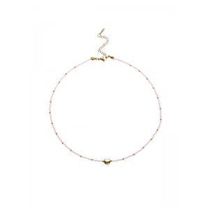 Колье-чокер бисерный «Сердце», бусина №4, розовый, цвет золотистый, 35 см