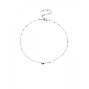 Колье-чокер бисерный «Сердце» бусина №4, белый, цвет серебристый, 35 см