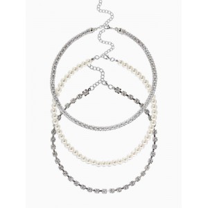 Колье-чокеры «Стиль», набор 3 шт. бусины №8, со стразами, тянется, 35 + удлинитель 5 см, белый, цвет серебристый Колье-чокеры «Стиль», набор 3 шт. бусины №8, со стразами, тянется, 35 + удлинитель 5 см, белый, цвет серебристый